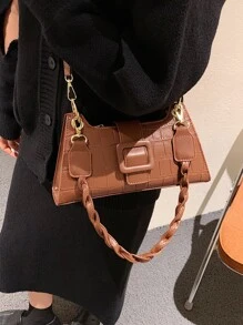 Lightweight, Crocodile Embossed Bag For Teen Girls Women College Students, Rookies & White-Collar Ers College, Commute, Outdoors, Travel, Outings, Business Casual Women Bag, Perfect For Office, Business And Work - Brown - View 9