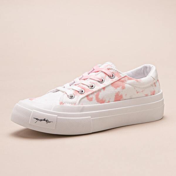 

Tie Dye Lace-up Canvas Shoes, Pink