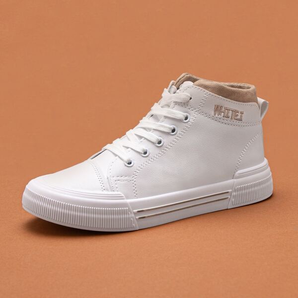 

Letter Embroidery Decor High Top Skate Shoes, White