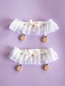 2 cái Nơ Trang trí Garter Belt - trắng - Xem 6