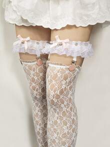 2 cái Nơ Trang trí Garter Belt - trắng - Xem 7