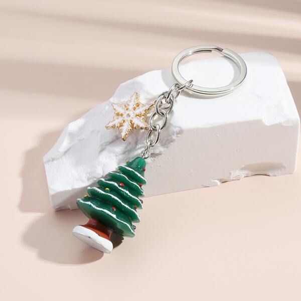 

Christmas Tree Charm Keychain, Green