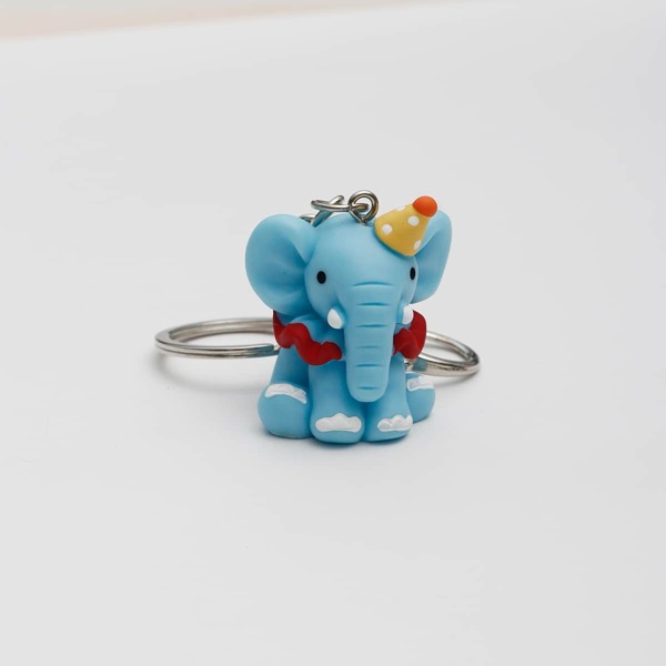 

Cartoon Elephant Charm Keychain, Blue
