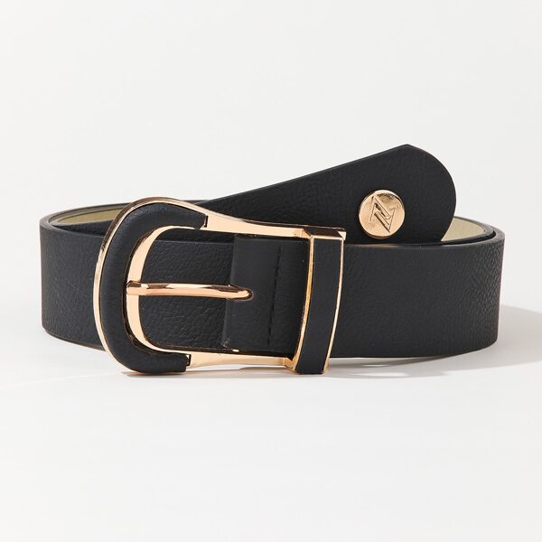 

Metal Buckle Belt With Punch Tool, Black