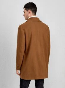 Manfinity 男士雙排釦羊毛混紡外套 - 咖啡棕 - 查看 2