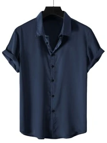 Manfinity Homme Men Button Through Solid Shirt