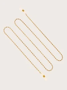 1条简约时尚金属眼镜链，防滑时尚眼镜挂绳，男女通用，防滑金属眼镜带，旅行眼镜链，老花镜链，度假旅行眼镜链 - 金色 - 查看 3