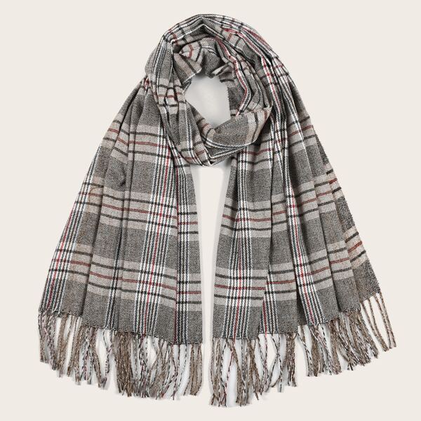 

Fringe Hem Plaid Scarf, Multicolor