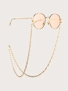 1 Miếng Kim loại Xu hướng: Cắt giảm Kính mắt Chuỗi , Đơn giản & Chic Chống trượt Giá đỡ kính mắt - Vàng - Xem 4