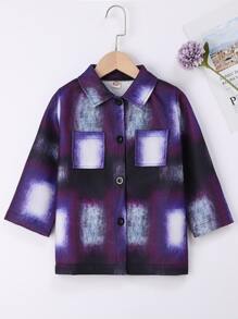 Toddler Girls Color Block Double Pocket Overcoat - Multicolor - View 1