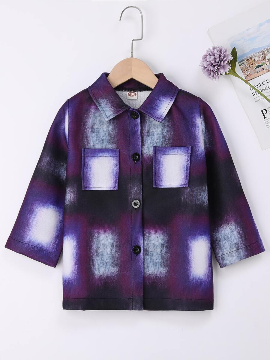 Toddler Girls Color Block Double Pocket Overcoat - Multicolor - View 1