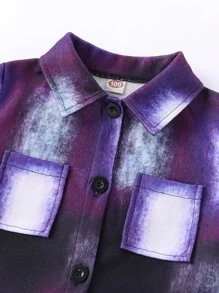 Toddler Girls Color Block Double Pocket Overcoat - Multicolor - View 4