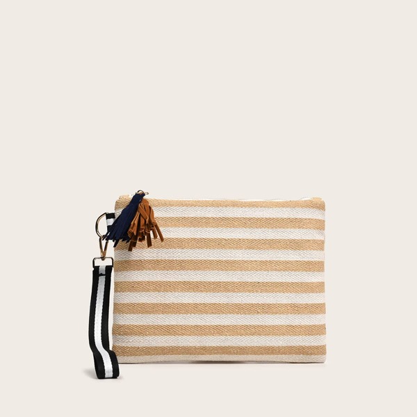 

Houndstooth Pattern Tassel Decor Square Bag, Multicolor