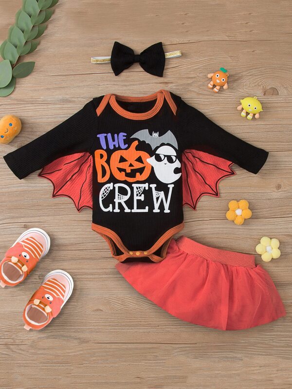 Bebe Body De Costume Halloween Chauve Souris Jupe A Tulle Bandeau Mode En Ligne Shein France