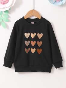 Toddler Girls Heart Print Sweatshirt - Black - View 1