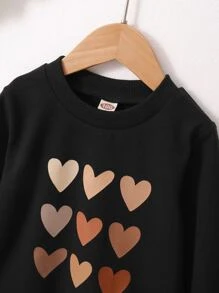 Toddler Girls Heart Print Sweatshirt - Black - View 4