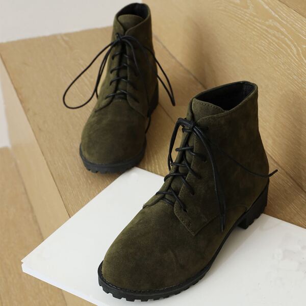 

Minimalist Lace Up Front Combat Boots, Army green