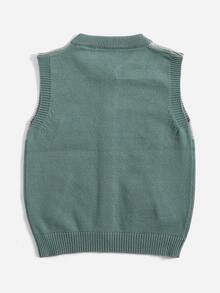 Bebé niño Cárdigan de dos tonos con patrón de dibujos animados sin manga - Multicolor - Ver 2