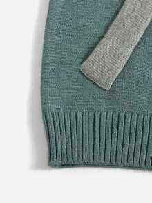 Bebé niño Cárdigan de dos tonos con patrón de dibujos animados sin manga - Multicolor - Ver 4