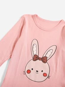 Mädchen Pyjama Set mit Hase & Herzen Muster - Babypink - Übersicht 4