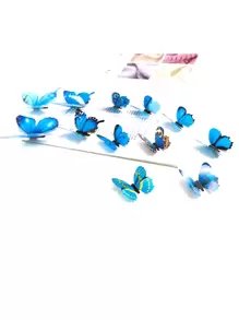 12pcs 3D Butterfly Sticker, Glow In The Dark Butterfly Wall Art, For Home Decor, Stickers, Wall Decal, Vinyl Decal For Home Decorations, Spring Decoration Items Refresh Your Home, Rama Decoration Stickers Gifts Birthday Graduation - Blue - View 3