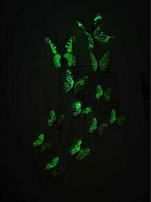 12入組輝光蝴蝶貼紙 - 黃色 - 查看 2