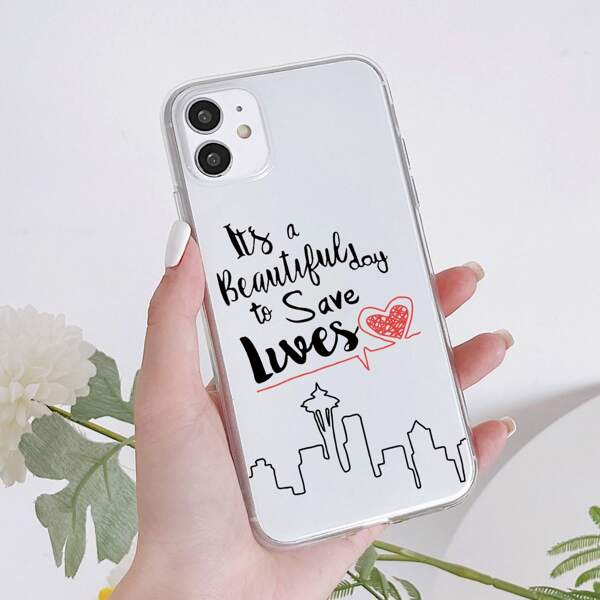 

Letter Graphic Clear Phone Case, Multicolor