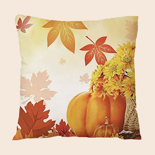 

Pumpkin Print Cushion Cover Without Filler, Multicolor