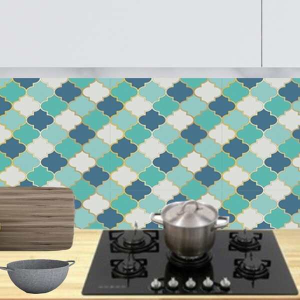 

10pcs Geometric Pattern Kitchen Tile Sticker, Multicolor