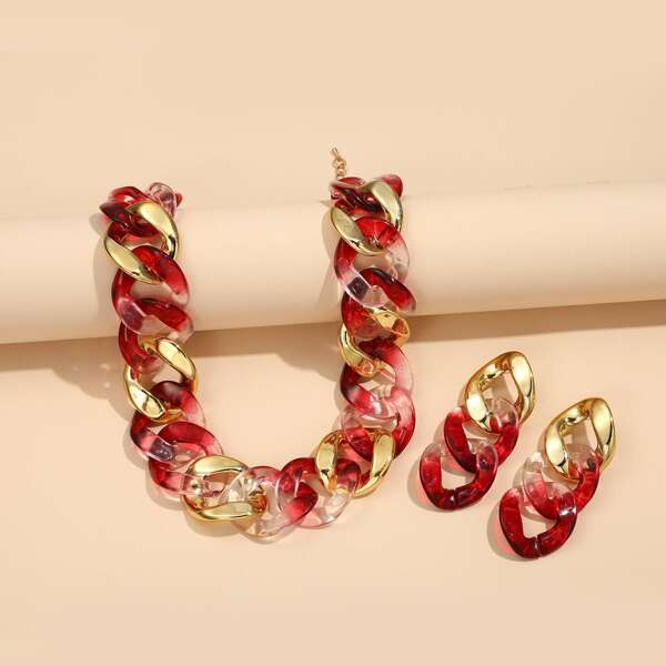 

3pcs Resin Chain Jewelry Set, Multicolor