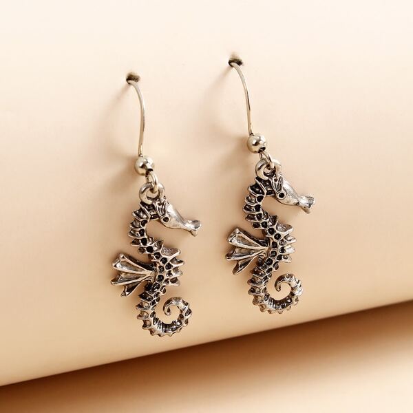 

Seahorse Drop Earrings, Silver