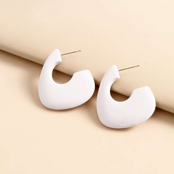 

Geometric Hoop Earrings, White