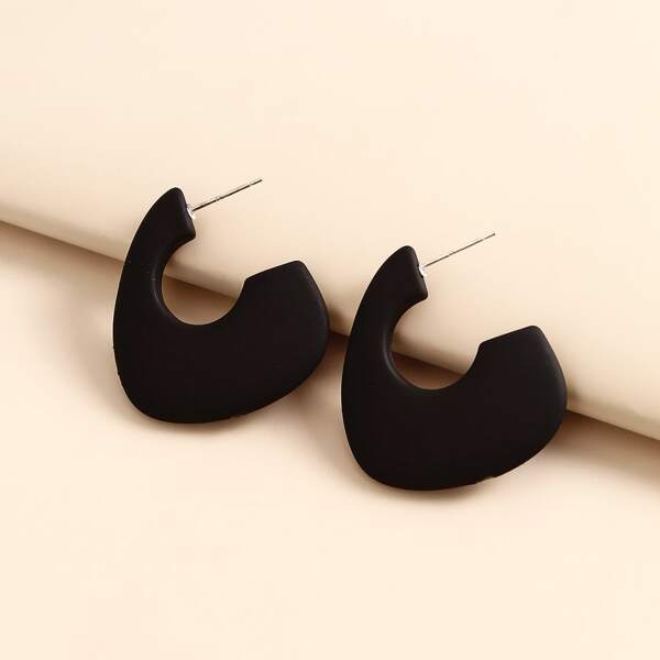 

Geometric Hoop Earrings, Black