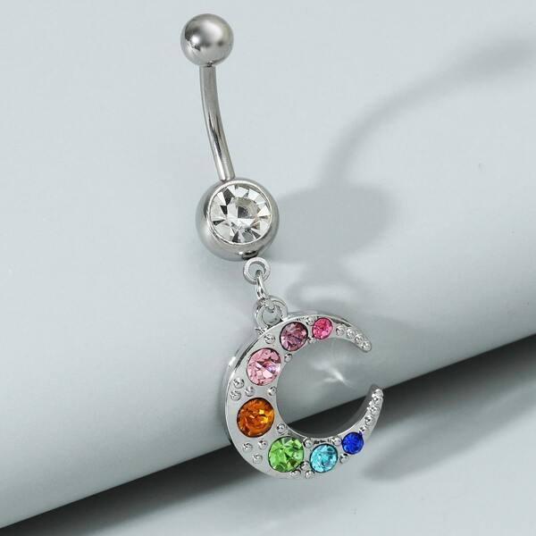 

Moon Charm Navel Belly Ring, Multicolor