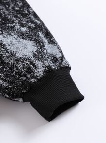 Niñas con estampado de tinte de salpicadura Capucha & Pantalones - Negro - Ver 4