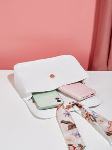 Mini Skinny Scarf Chain Crossbody Bag - White - View 3