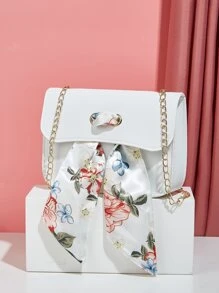 Mini Skinny Scarf Chain Crossbody Bag - White - View 4