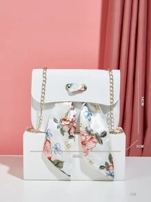 Mini Skinny Scarf Chain Crossbody Bag - White - View 5