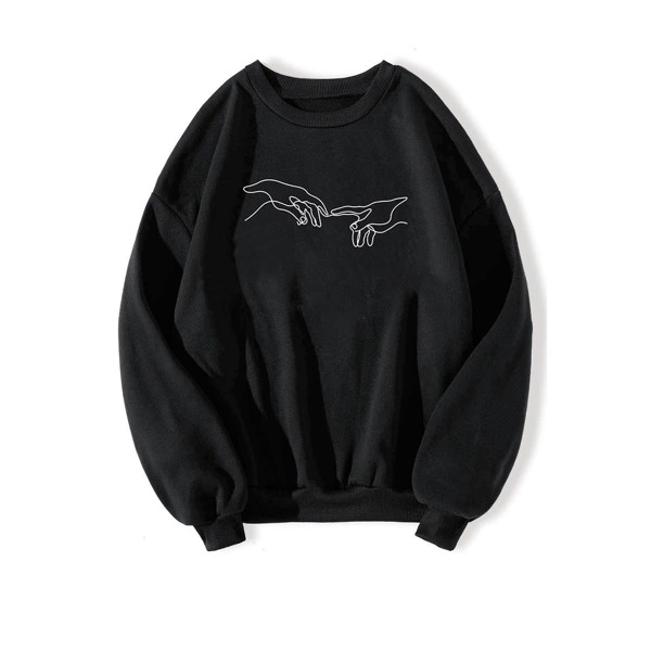 

Hand Print Drop Shoulder Sweatshirt, Black