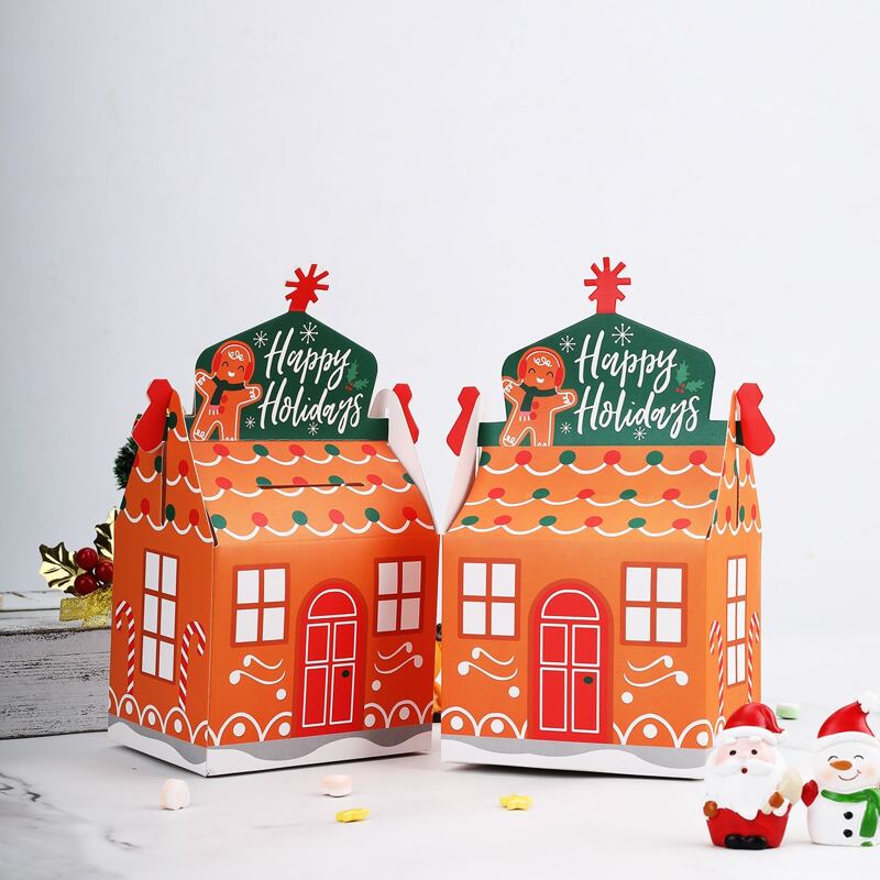 

1pc Christmas House Shaped Packaging Bag, Multicolor