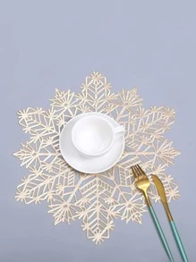 1 件聖誕鏤空金箔雪花餐墊杯墊 - 金色 - 查看 2