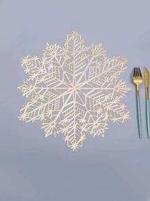 1 件聖誕鏤空金箔雪花餐墊杯墊 - 金色 - 查看 3
