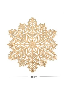 1 件聖誕鏤空金箔雪花餐墊杯墊 - 金色 - 查看 4