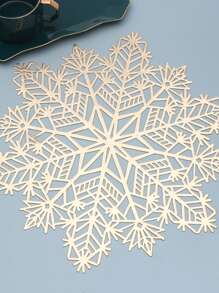 1 件聖誕鏤空金箔雪花餐墊杯墊 - 金色 - 查看 6