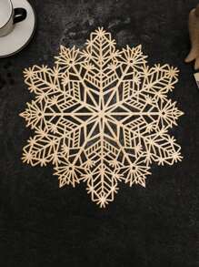 1 件聖誕鏤空金箔雪花餐墊杯墊 - 金色 - 查看 7