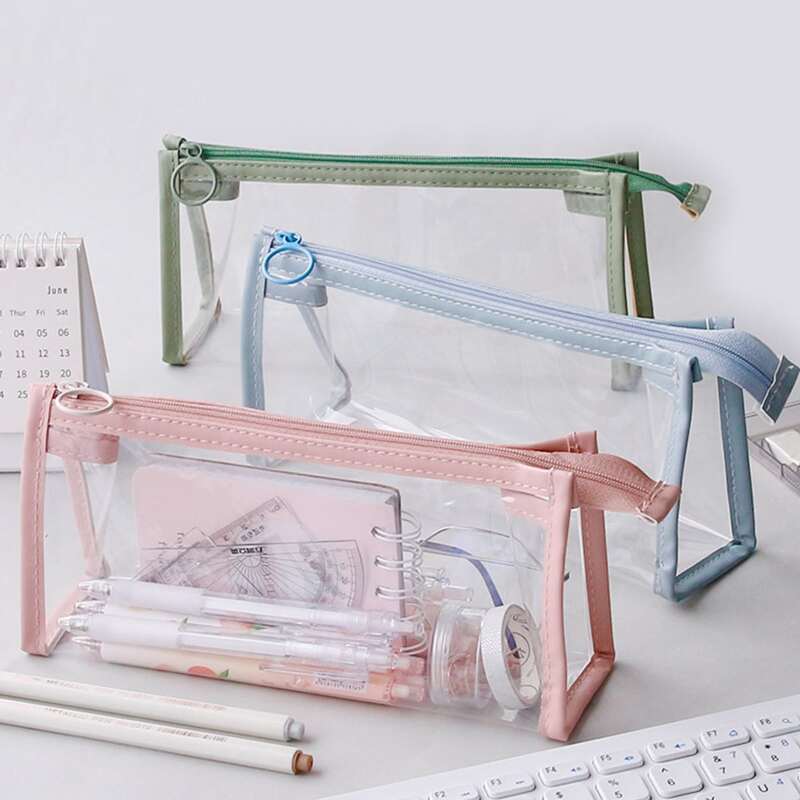 

1pc Clear Random Color Pencil Bag, Multicolor