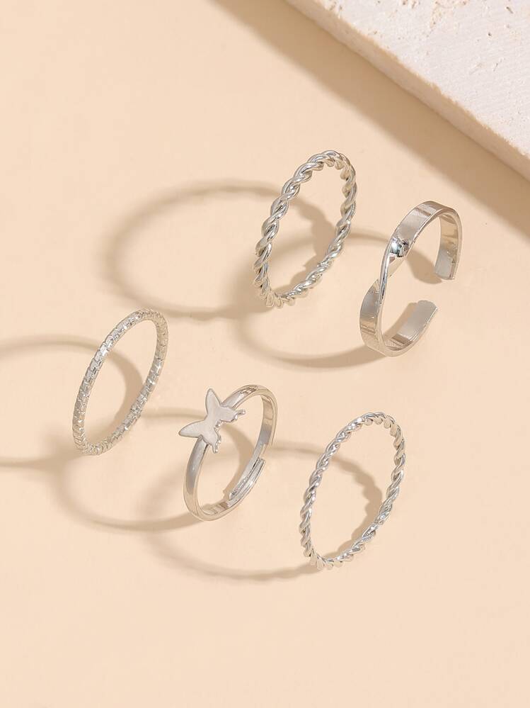 5 chiếc vòng trang trí bướm - Bạc - Xem 1