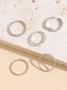 5pcs Butterfly Decor Ring - Silver - View 4