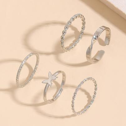 5入組蝴蝶裝飾戒指