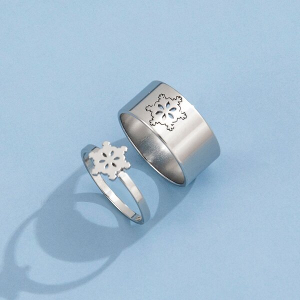 

2pcs Christmas Snowflake Decor Ring, Silver
